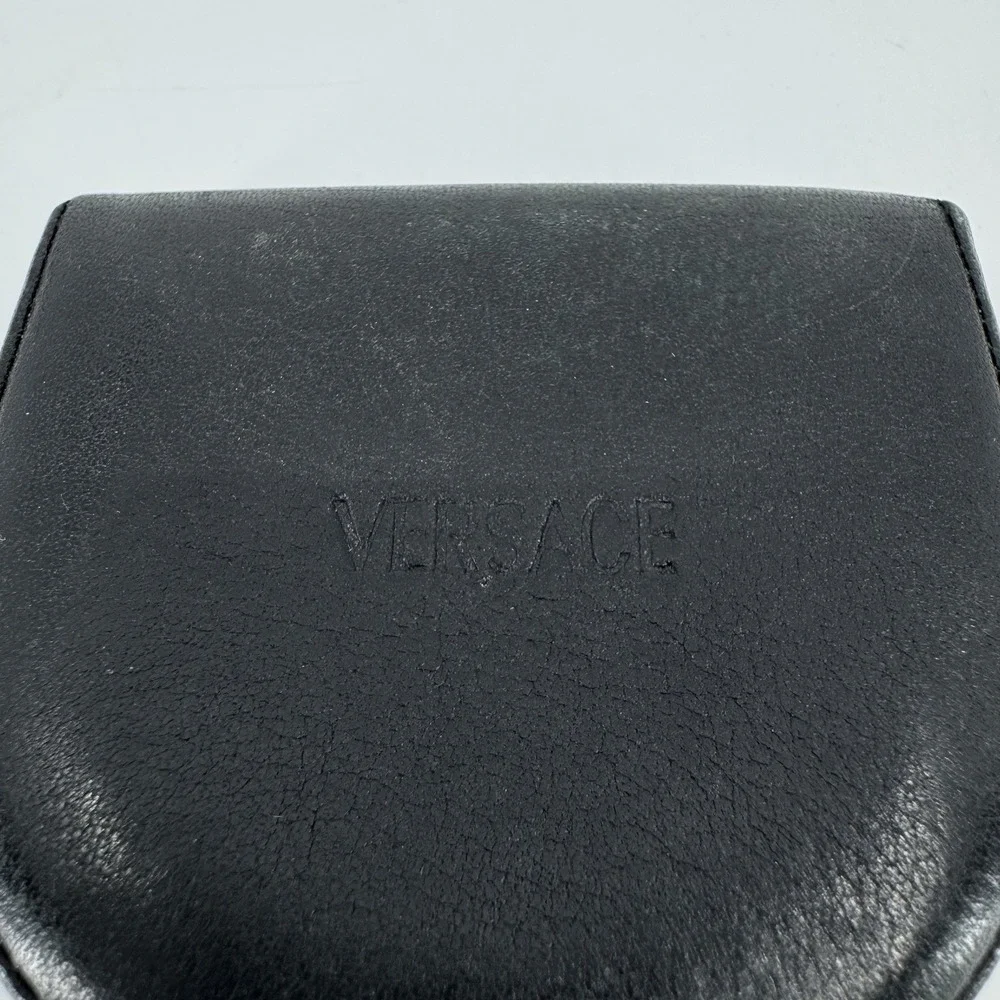 RARE Vintage GIANNI VERSACE, BLACK Leather Coin Purse Men's Wallet Made In Italy